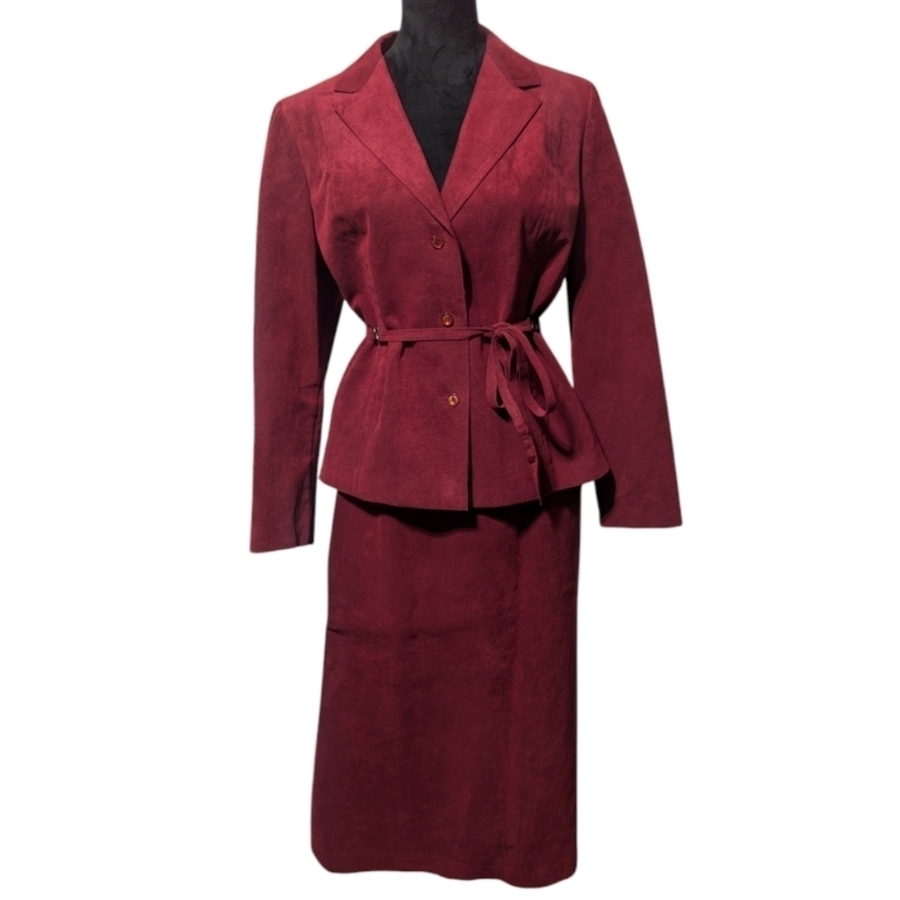 Vintage 70s Abe Schrader Microsuede Skirt Suit W/ Pockets